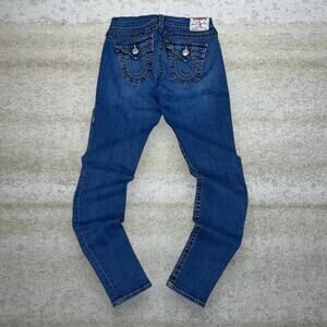 Vintage 90s True Religion Jeans 28x30 Skinny Low Rise Fit Dark Wash Made in USA